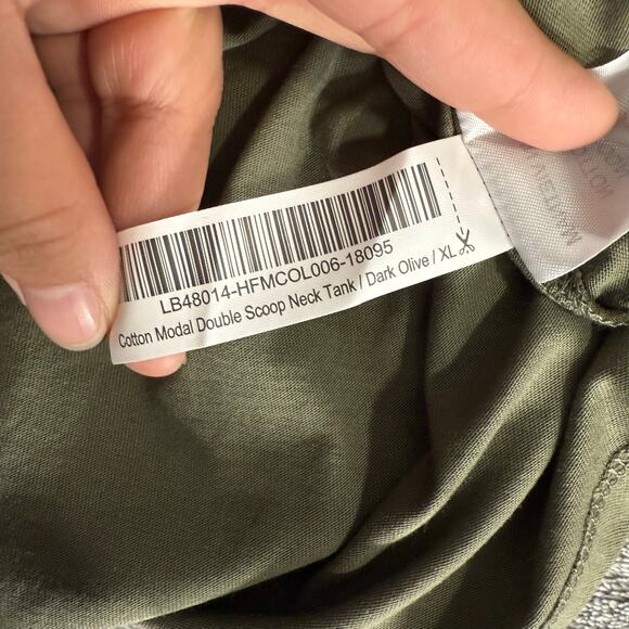 Quince Cotton Modal Double Scoop Neck Tank, Dark Olive, XL - Picture 6 of 6